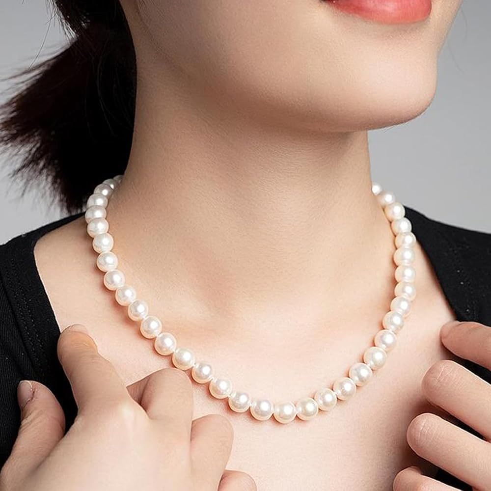 Amazon | [BIMER] 本真珠ネックレス 大粒 7.5-8mm珠 42cm【品質